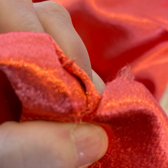 Coral Satin Ruched Strapless Dress - Picture 17 of 17